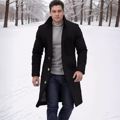 Herren Wollmantel Slim Fit schmal Elegant mit Knöpfen - BerlinGlamour