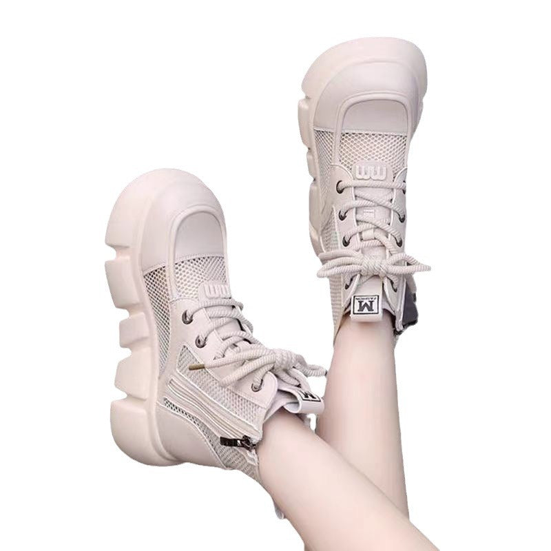 Damen Sneaker Chunky Sport mesh atmungsaktiv Weiß