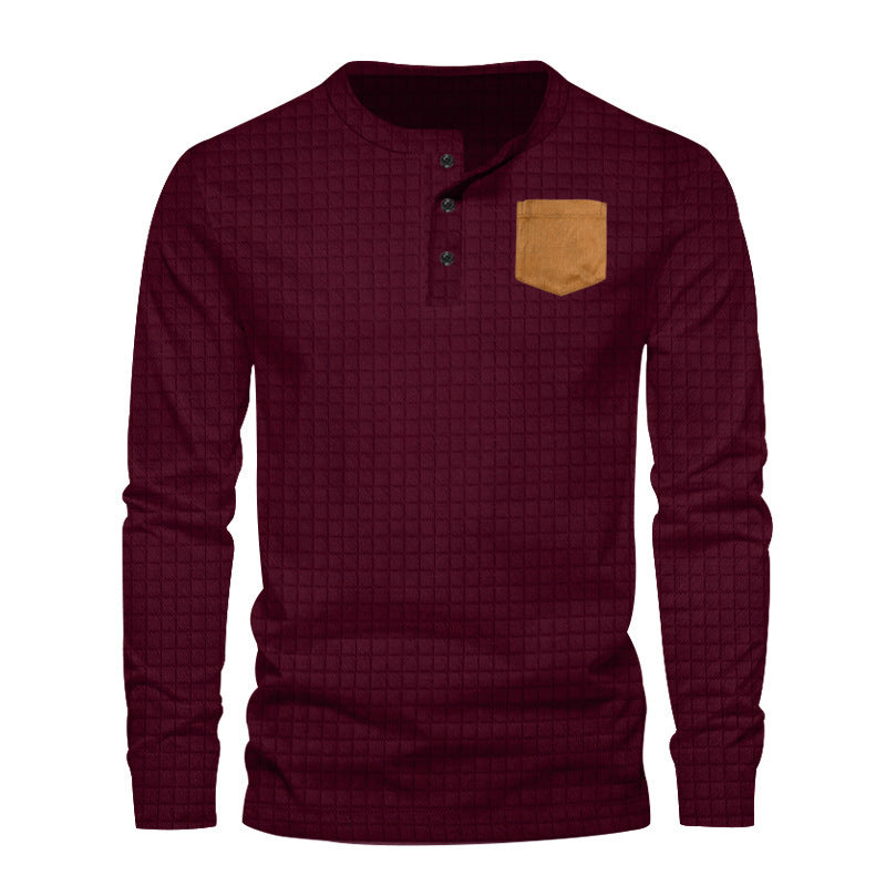 Herren Langarm-Shirt Modisch mit Kontrast-Tasche