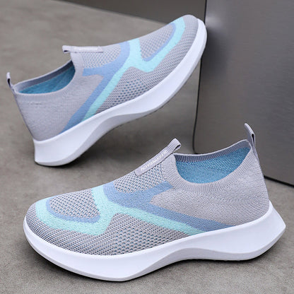 Damen Sport Sneaker Bequem Elastisch Slip-On Schuhe