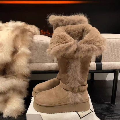 Damen Winterstiefel Warm Kuschelig mit Kunstfell