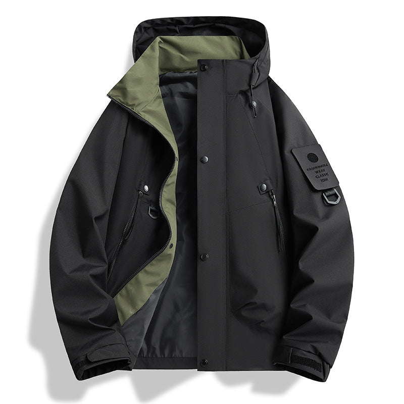 Wasserdichte Herrenjacke mit abnehmbarer Kapuze Funktionsjacke