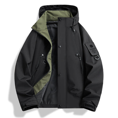 Wasserdichte Herrenjacke mit abnehmbarer Kapuze Funktionsjacke