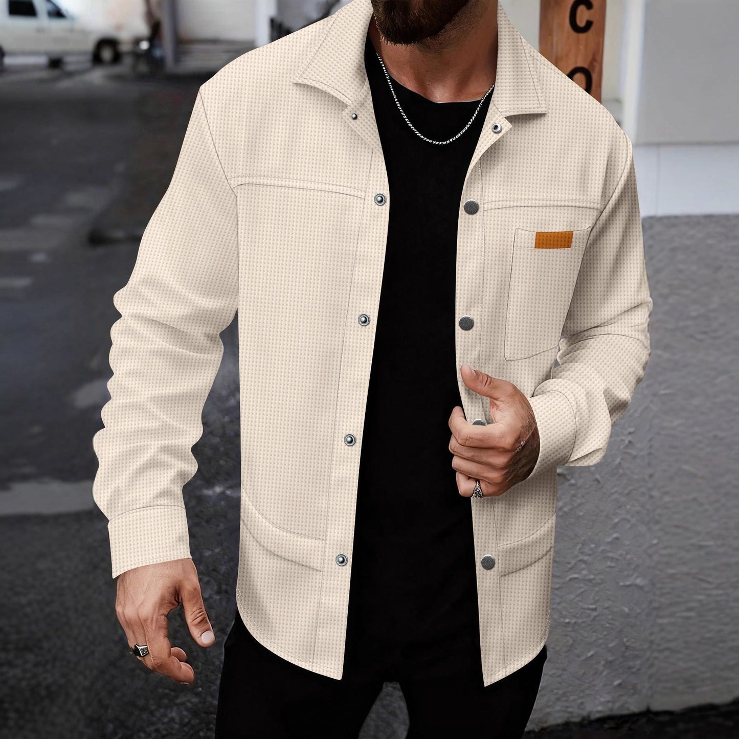 Herren Übergangsjacke Modern mit Taschen und Elastik