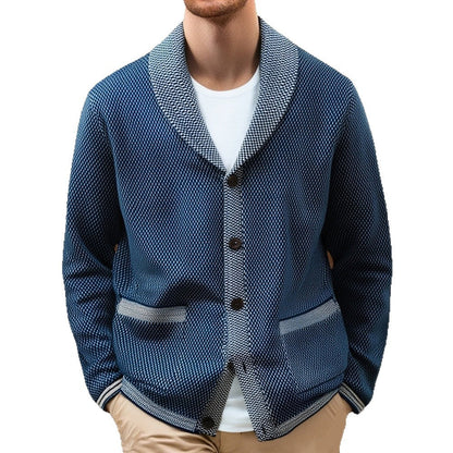 Herren Strickjacke Elegante Knöpfe Breiter Schalkragen