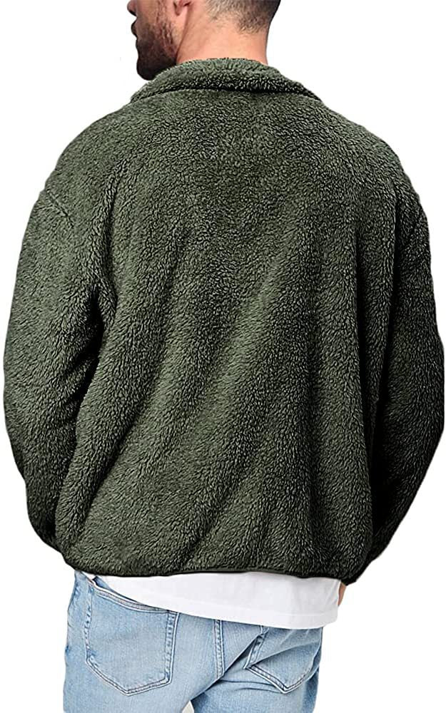 Herren Fleecejacke Warm Flauschig mit Kragen und Taschen