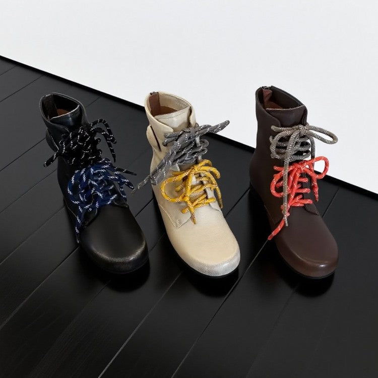 Damen Stiefel Schnürboots Mit Zierkordeln Modern