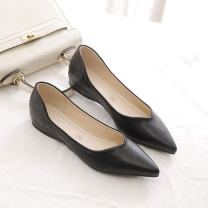 Damen Ballerinas Leder Elegante V-Ausschnitt Schuhe