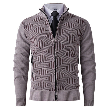 Herren Strickjacke Elegant Mit Stehkragen Modern