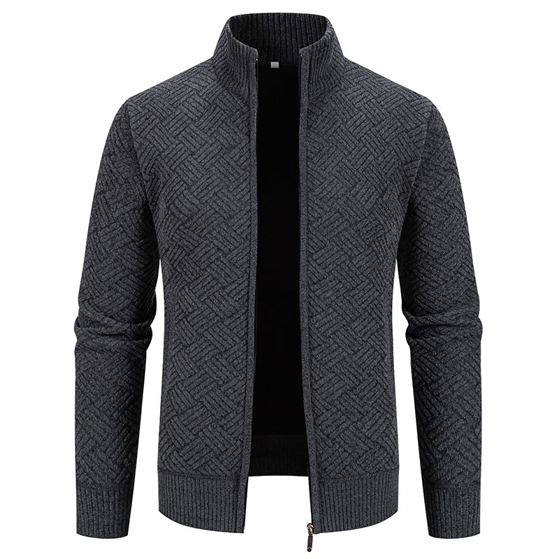 Herren Strickjacke Karomuster Modern Geschnürt