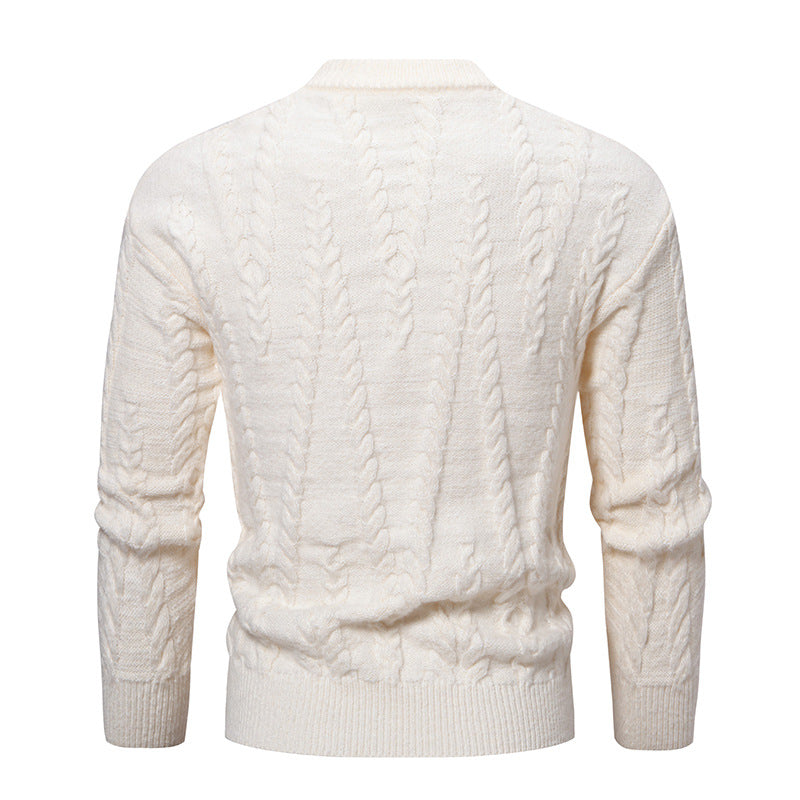 Herren Strickpullover Klassisch Zopfmuster Hochkragen