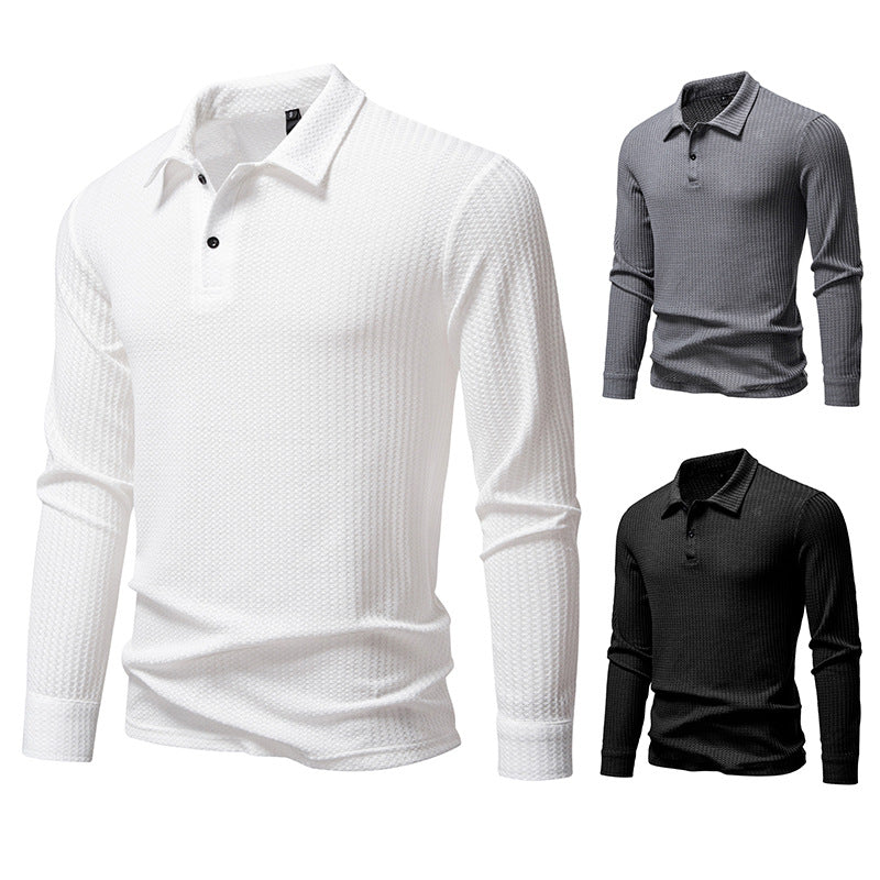 Herren Polohemd Modern mit Struktur und Flachkragen