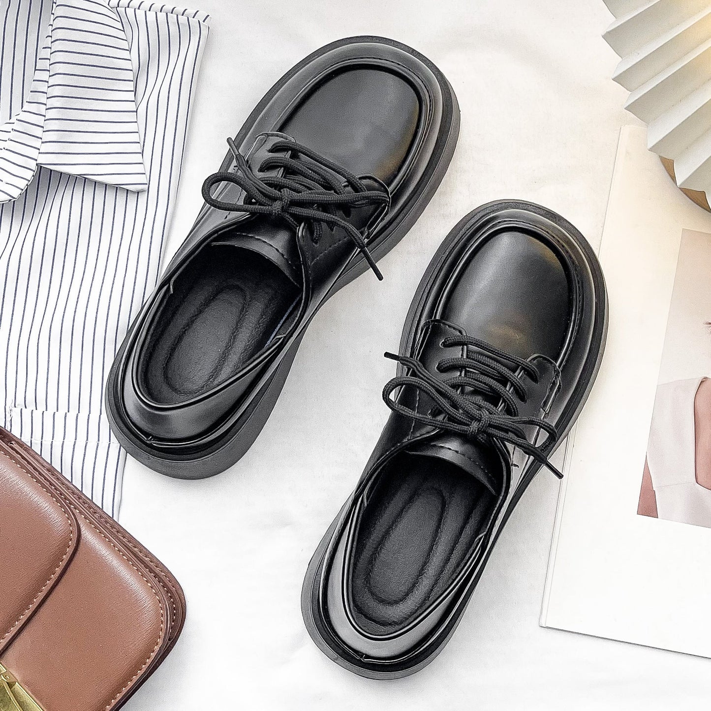 Damen Plateauschuhe Hoch Modisch Schnürschuhe Elegantes Design