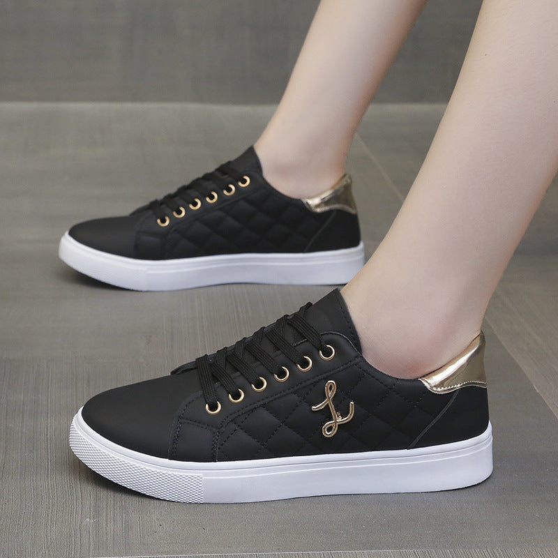 Damen Sneaker Moderne Goldene Akzente Schwarz