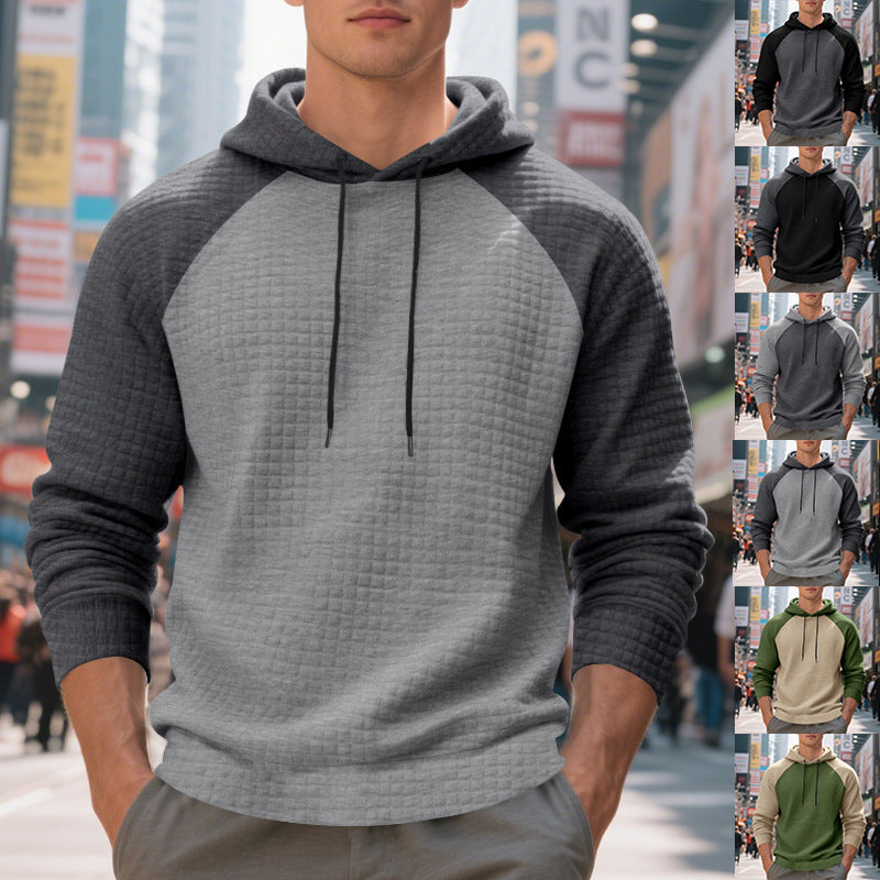 Herren Kapuzenpullover Struktur Optik Farbblock - BerlinGlamour