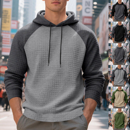 Herren Kapuzenpullover Struktur Optik Farbblock - BerlinGlamour