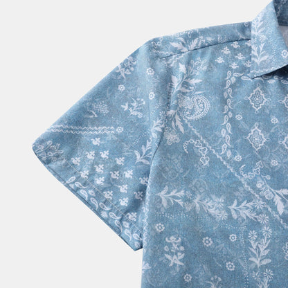 Herren Kurzarmhemd Modern Floral Leger