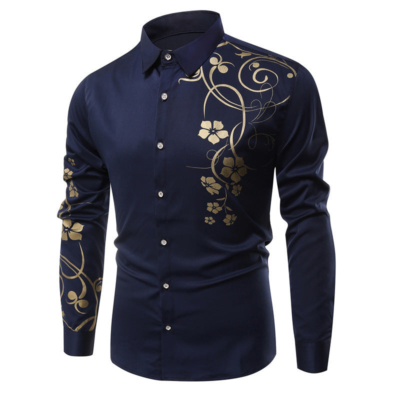 Herren Langarmhemd Modern mit Floralmuster Elegant