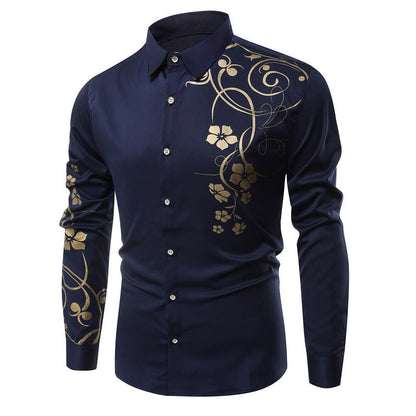 Herren Langarmhemd Modern mit Floralmuster Elegant