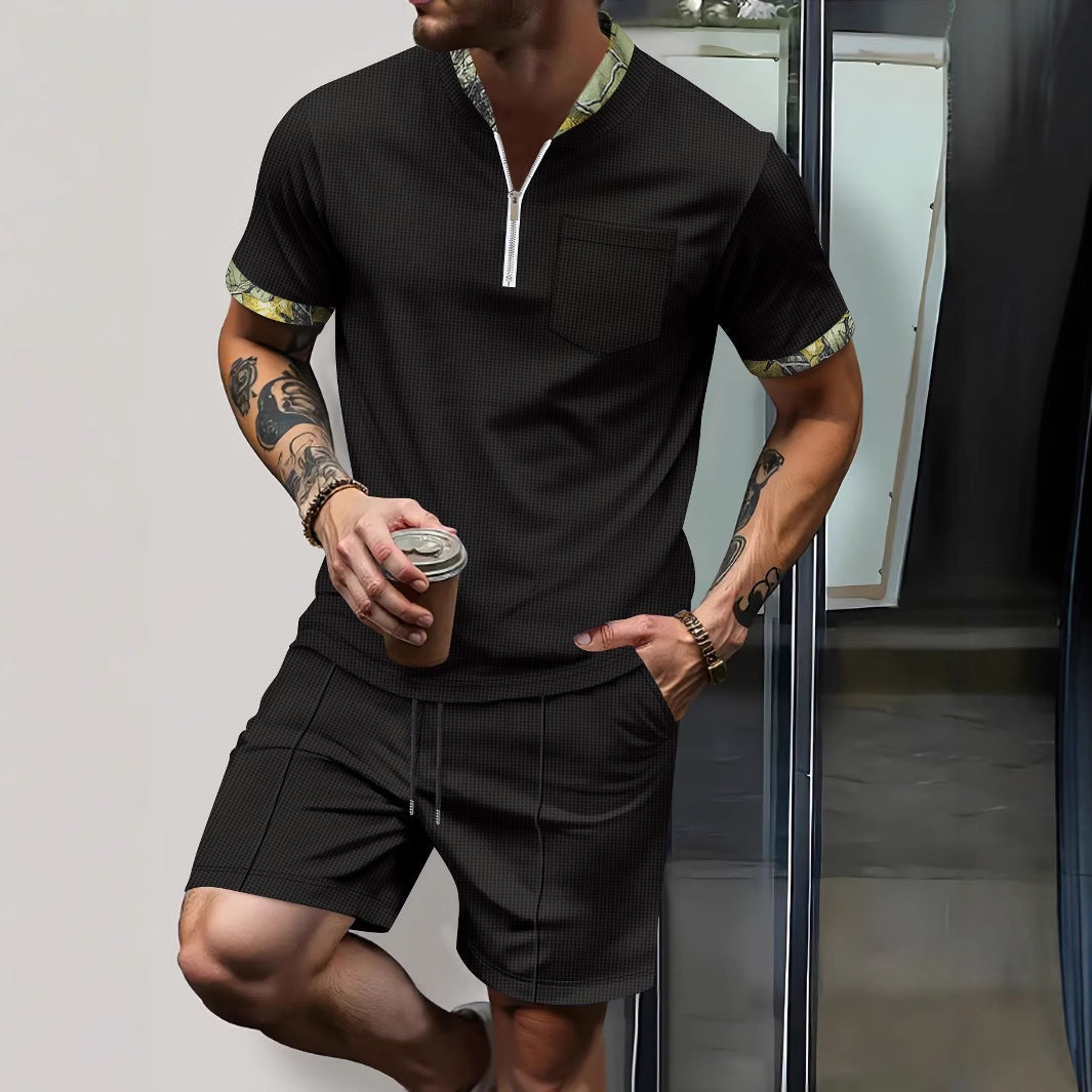 Herren Sport-Set Kurz Reißverschluss Schnürung Modern