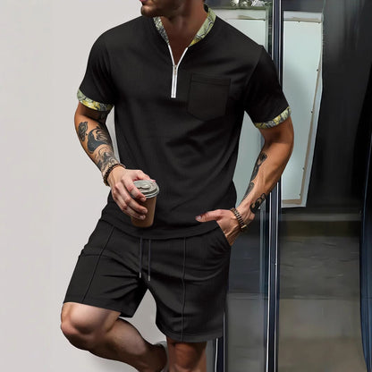 Herren Sport-Set Kurz Reißverschluss Schnürung Modern