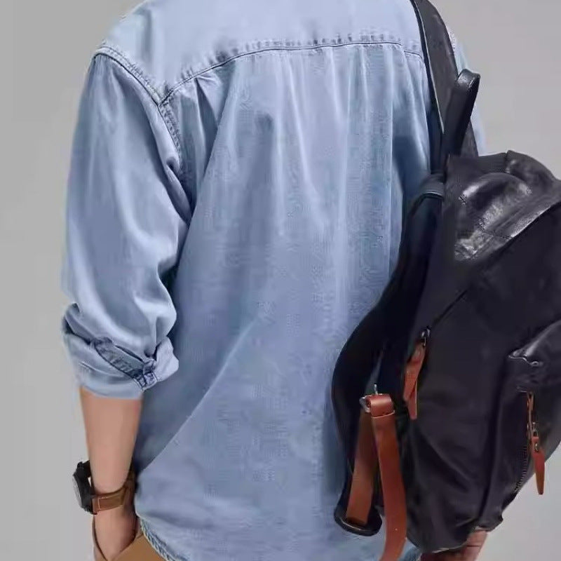 Herren Denim-Jacke Mit Brusttaschen Modern