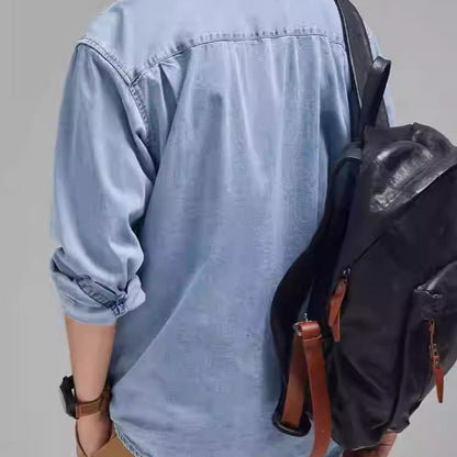 Herren Denim-Jacke Mit Brusttaschen Modern