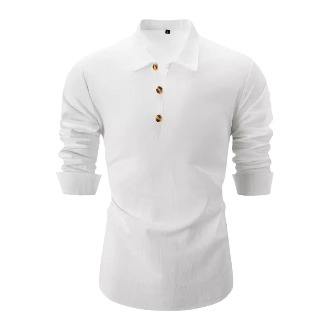 Herren Polohemd Langarm Knopfleiste Modern Berlin