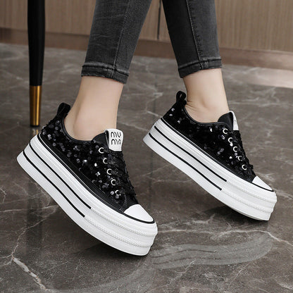 Damen Plateausneaker Glitzer Pailletten Sneaker Damen Schuhe
