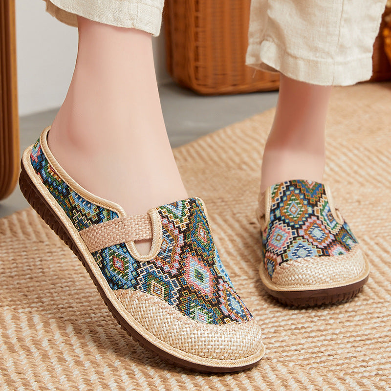 Damen Clogs Ethno Muster Bequem Heidi Stil - BerlinGlamour