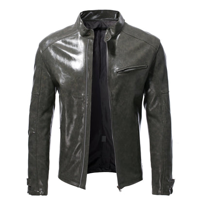 Herren Lederjacke Echtes Leder Schwarz Bikerstil