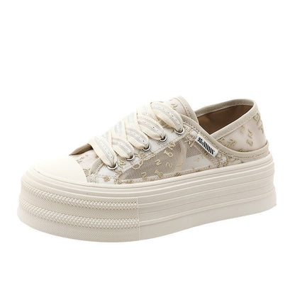 Damen Plateau Sneaker Atmungsaktiv Mesh Rutschfest