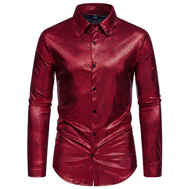 Herren Langarmhemd mit Muster Glitzernd Elegant