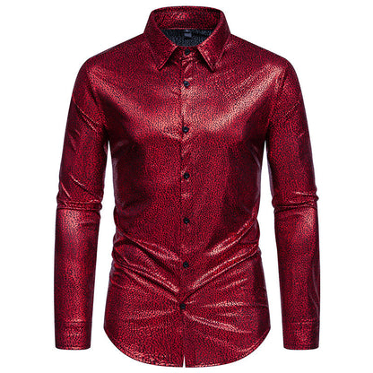 Herren Langarmhemd mit Muster Glitzernd Elegant