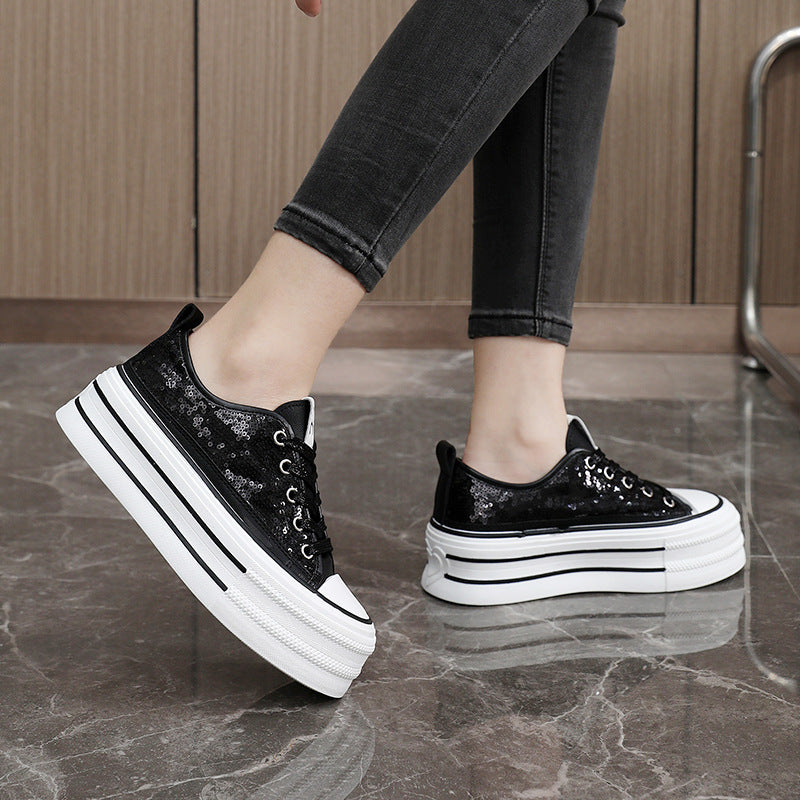 Damen Plateau Sneaker Glitzernd Komfortabel