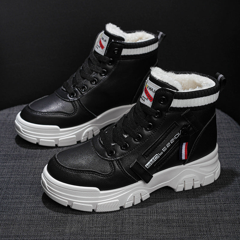 Damen Winterstiefel Warm Schnittig Schwarz