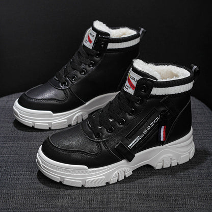 Damen Winterstiefel Warm Schnittig Schwarz