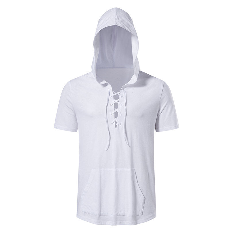 Herren Kapuzen-T-Shirt Schnürdesign Modern Streetwear