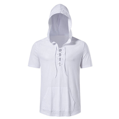 Herren Kapuzen-T-Shirt Schnürdesign Modern Streetwear