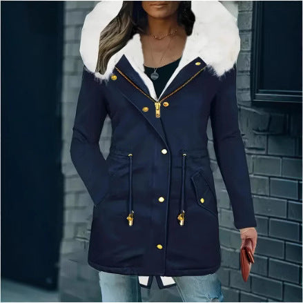Damen Winterjacke Gefüttert Warm mit Abnehmbarer Kapuze