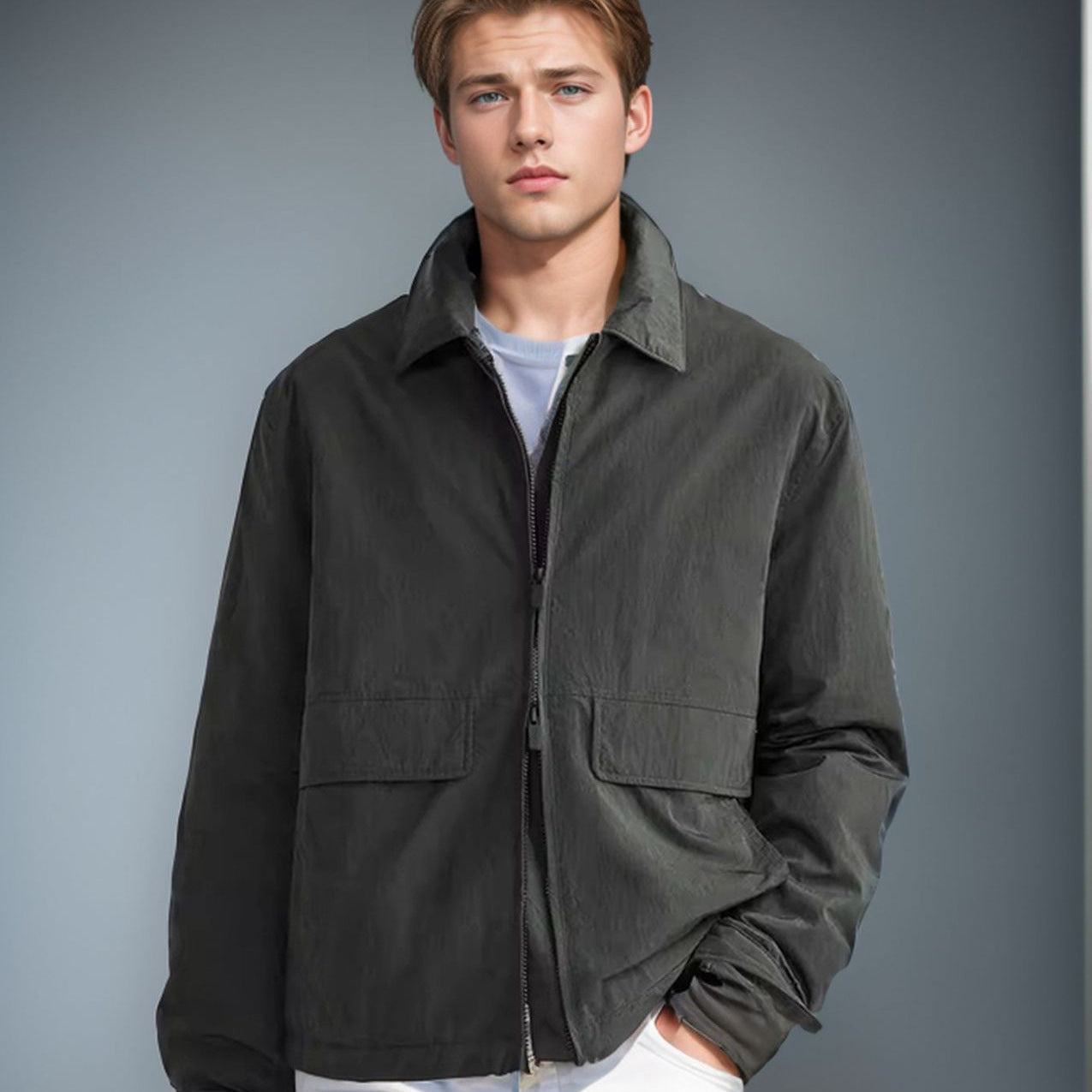 Herren Übergangsjacke Lässig mit Außentaschen Modern