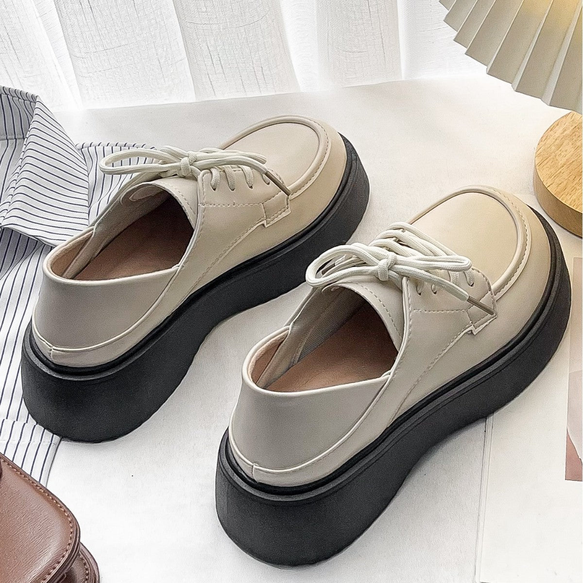 Damen Plateauschuhe Hoch Modisch Schnürschuhe Elegantes Design