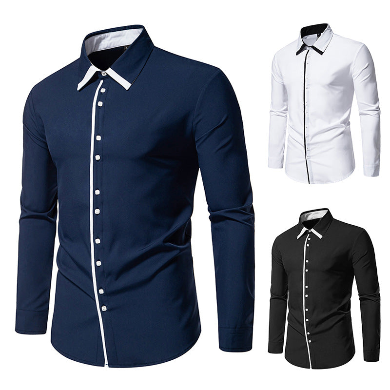 Herren Hemd Modern Kontrastkragen Elegantes Design - BerlinGlamour