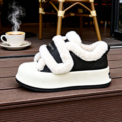 Damen Sneaker Weich Plüsch Schuhe Bequem Komfort