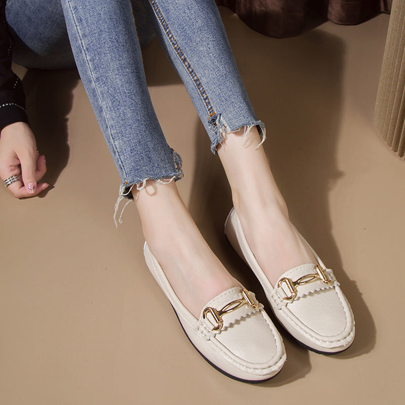 Damen Mokassinschuhe Gold Dekorative Pantoletten