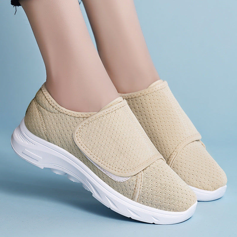 Damen Sneaker Bequem Atmungsaktiv Klettverschluss
