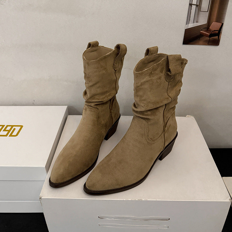 Damen Cowboy-Stiefel Mit Blockabsatz Komfortabel