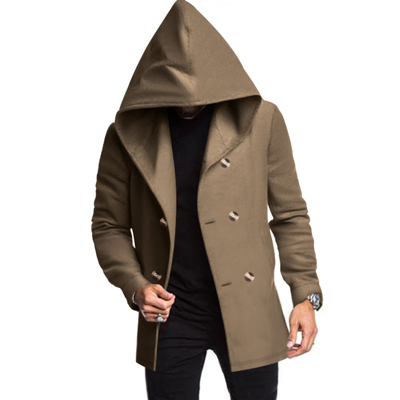 Herren Kapuzenjacke Warm Gefüttert Mit Knopfleiste