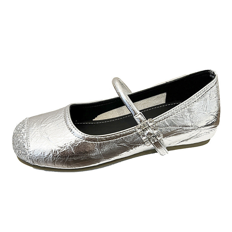 Damen Ballerinas Glitzerriemen Modern Schuhe