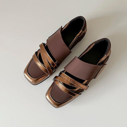 Damen Ballerina Schuhe Metallic Details Modern